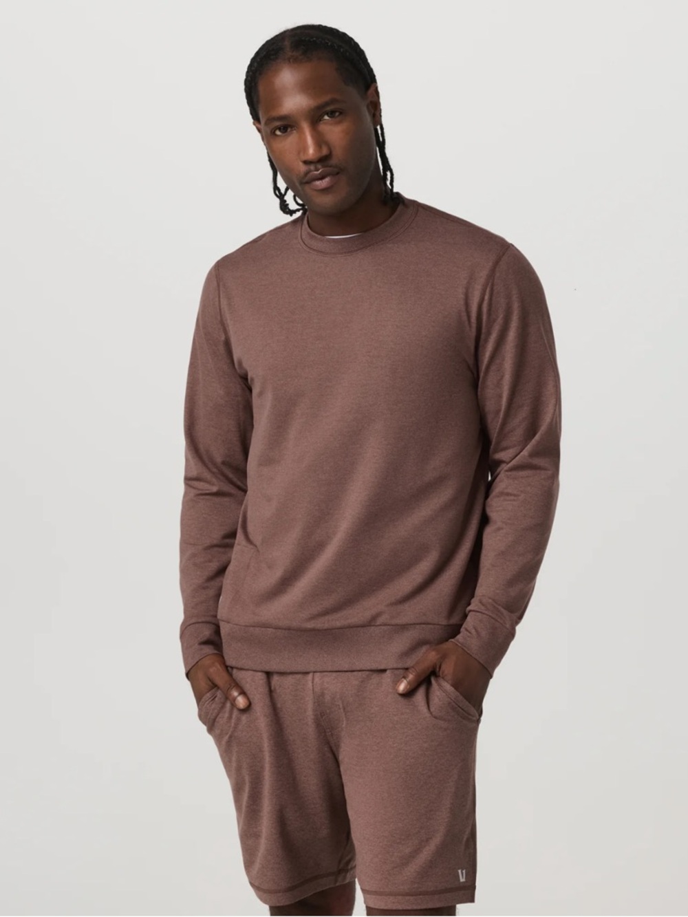 Vuori | Ponto Performance Crew Long Sleeve Shirt Sable Heather Men’s Size Large